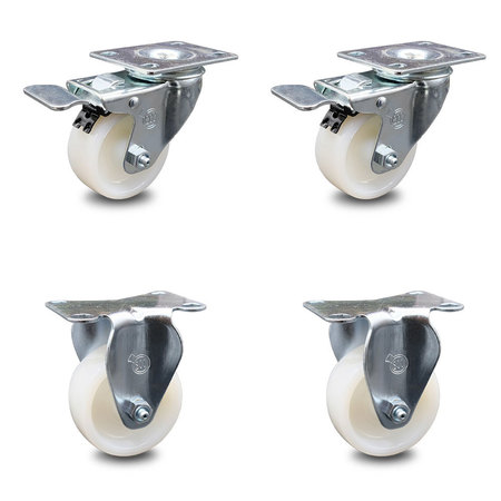 SERVICE CASTER 3 Inch Nylon Wheel Swivel Top Plate Caster Lock Brakes 2 Rigid SCC, 2PK SCC-TTL20S314-NYS-2-R-2